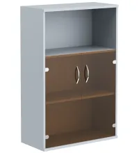 Шкаф с малыми стеклянными дверьми СТ-2.2 Металлик 770*365*1200