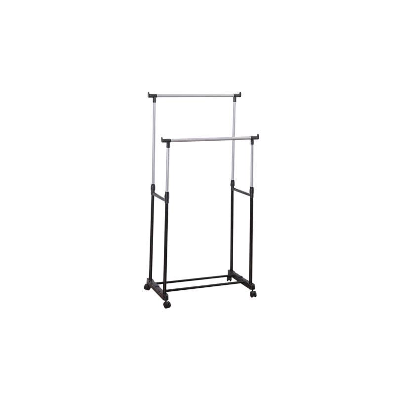 Вешалка для плечиков двухъярусная BOOMHOUSE GR-003 (в900-1600*ш800*г400мм), пластик/металл, черный/хром, 701438 главное фото